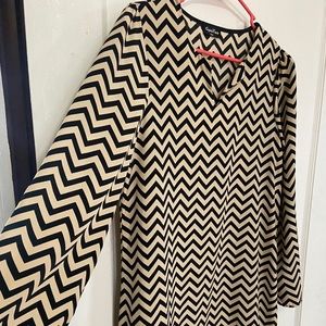 Size large cream and black mid dress